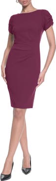 KARL LAGERFELD PARIS Short Sleeve Crepe Sheath Dress