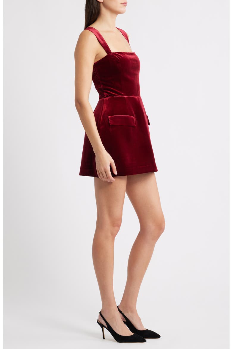 Bethany Velvet Skort Romper, Alternate, color, SCARLET