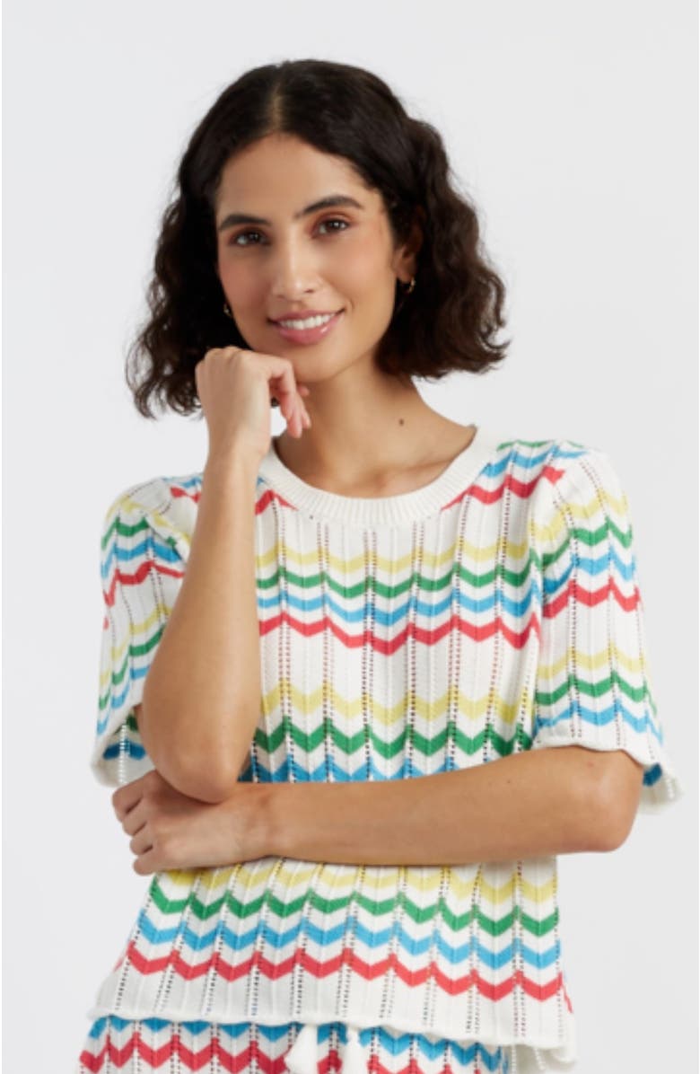 Chinti & Parker Cotton Chevron Stitch T-Shirt, Alternate, color, Cream