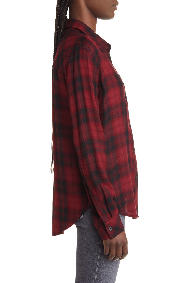 Hunter Plaid Button-Up Shirt, Alternate, color, CRIMSON PITCH