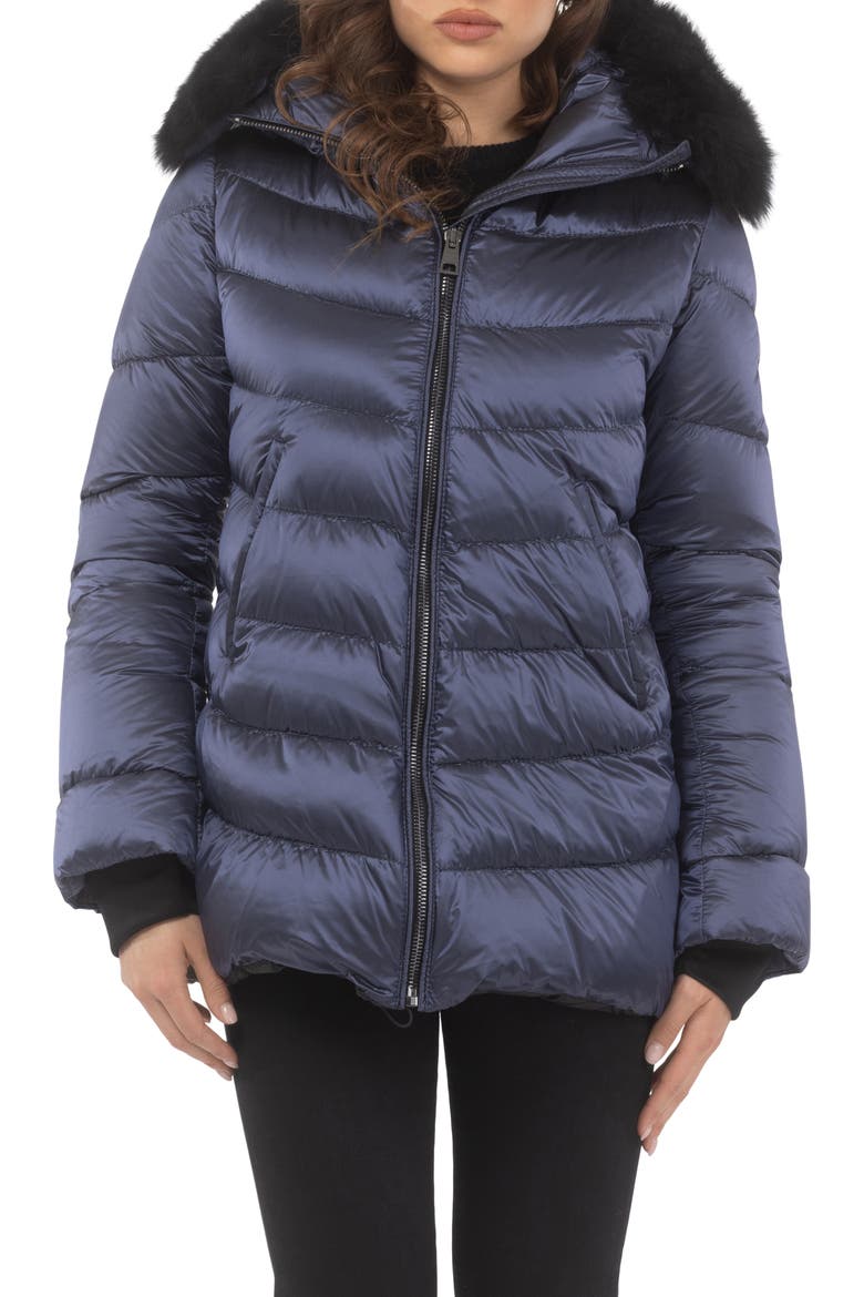 Apres-Ski Jacket With Detachable Toscana Hood Trim, Alternate, color, OCEAN BLUE/BLACK