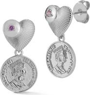 SPHERA MILANO CZ Heart & Coin Drop Earrings