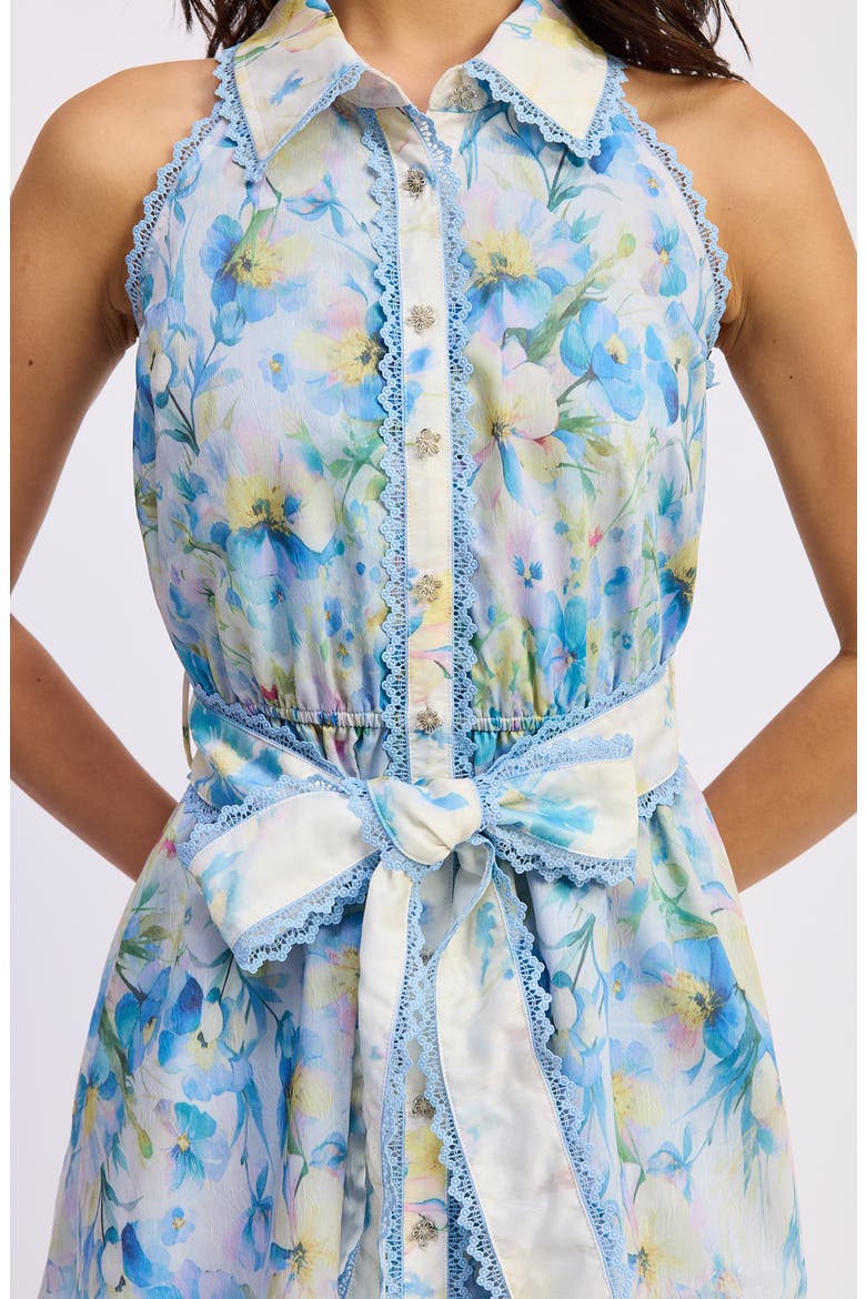 Vivian Tie Waist Shirtdress, Alternate, color, IVORY BLUE YELLOW