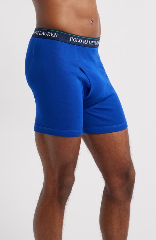 Polo Ralph Lauren Classic Fit Performance Cotton Boxer Briefs In Boy Strpe/blrd Green/rgby Royl