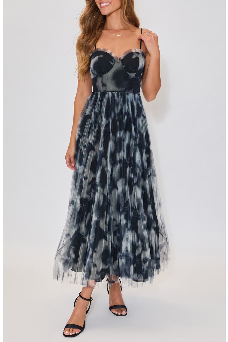 Dark Romance Pleated Maxi Dress, Alternate, color, BLACK FLORAL