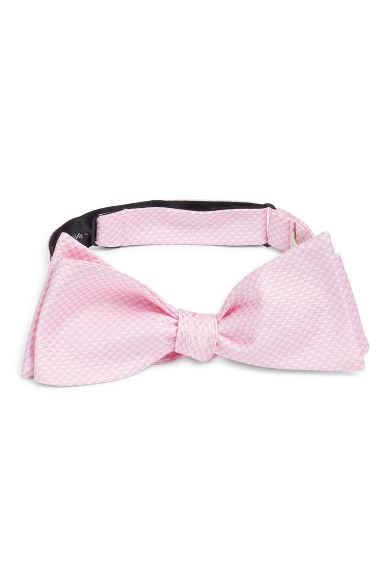 Houndstooth Check Silk Bow Tie, Main, color, PINK