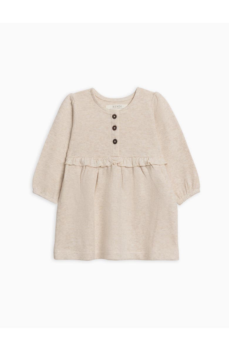 Kendi Nina Waffle Knit Ruffle Waist Dress, Main, color, Heather Oat