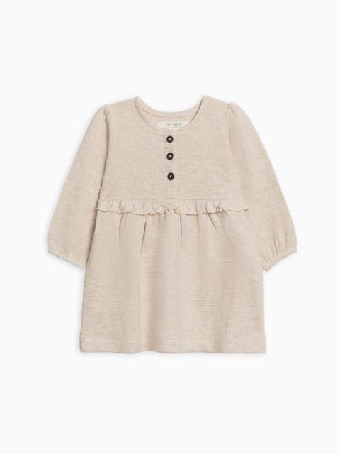 Nina Waffle Knit Ruffle Waist Dress (Baby, Toddler & Little Kid)