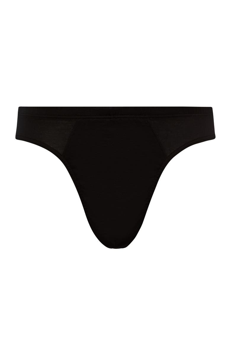 Hanro Cotton Sporty Cotton Low Rise Brief, Main, color, Black