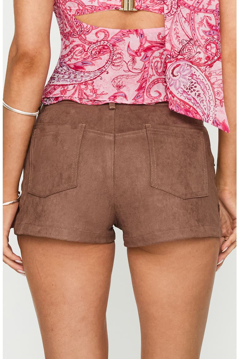 Hendrick Faux Suede Shorts, Alternate, color, BROWN