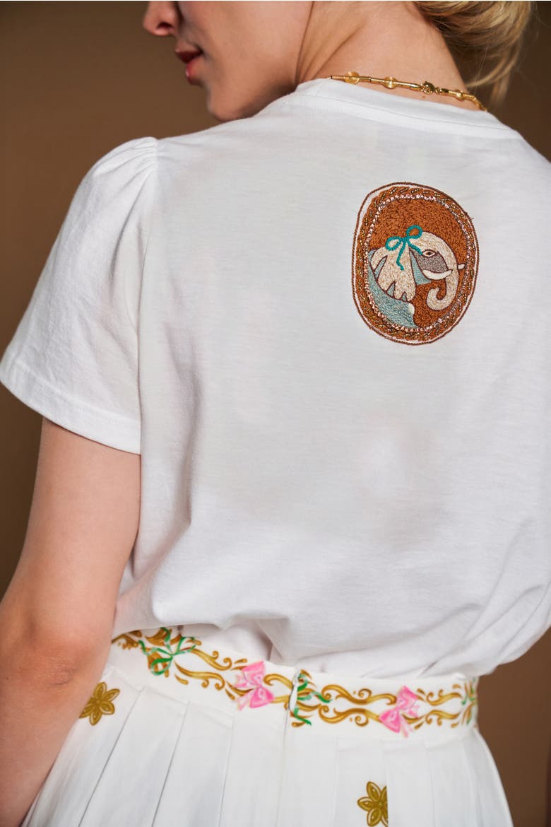 Cotton T-Shirt With Embroidery animal portrait motif, Alternate, color, Animal Portrait