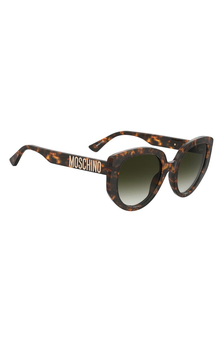Moschino 53mm Gradient Cat Eye Sunglasses, Alternate, color, Havana