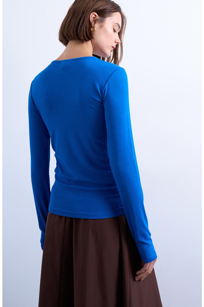 Long Sleeve Rib Top, Alternate, color, MEDIUM BLUE