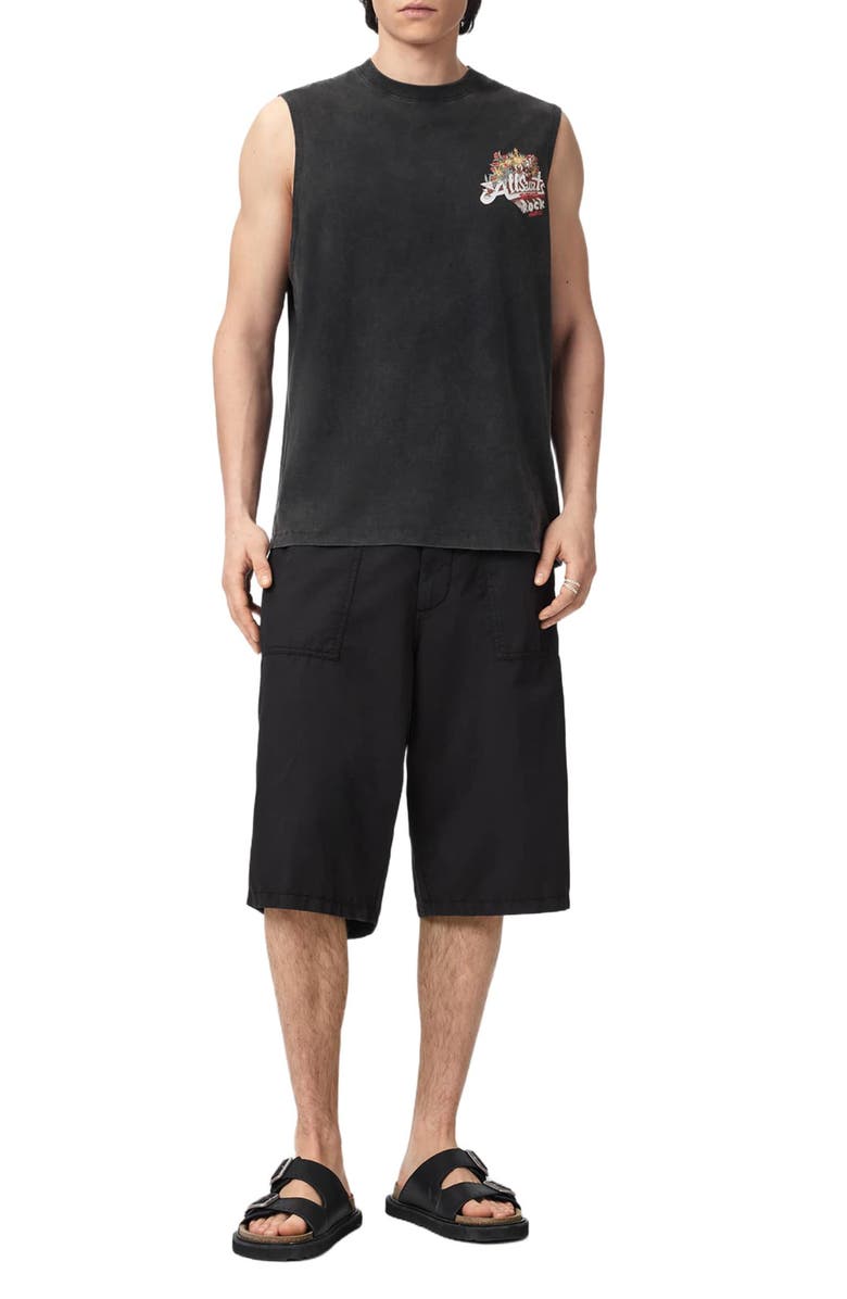AllSaints Roque Sleeveless Graphic T-Shirt, Alternate, color, Washed Black