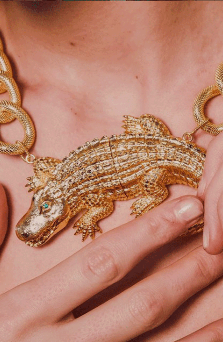 Samantha Siu - New York Eye Shine Necklace, Alternate, color, Gold / Green