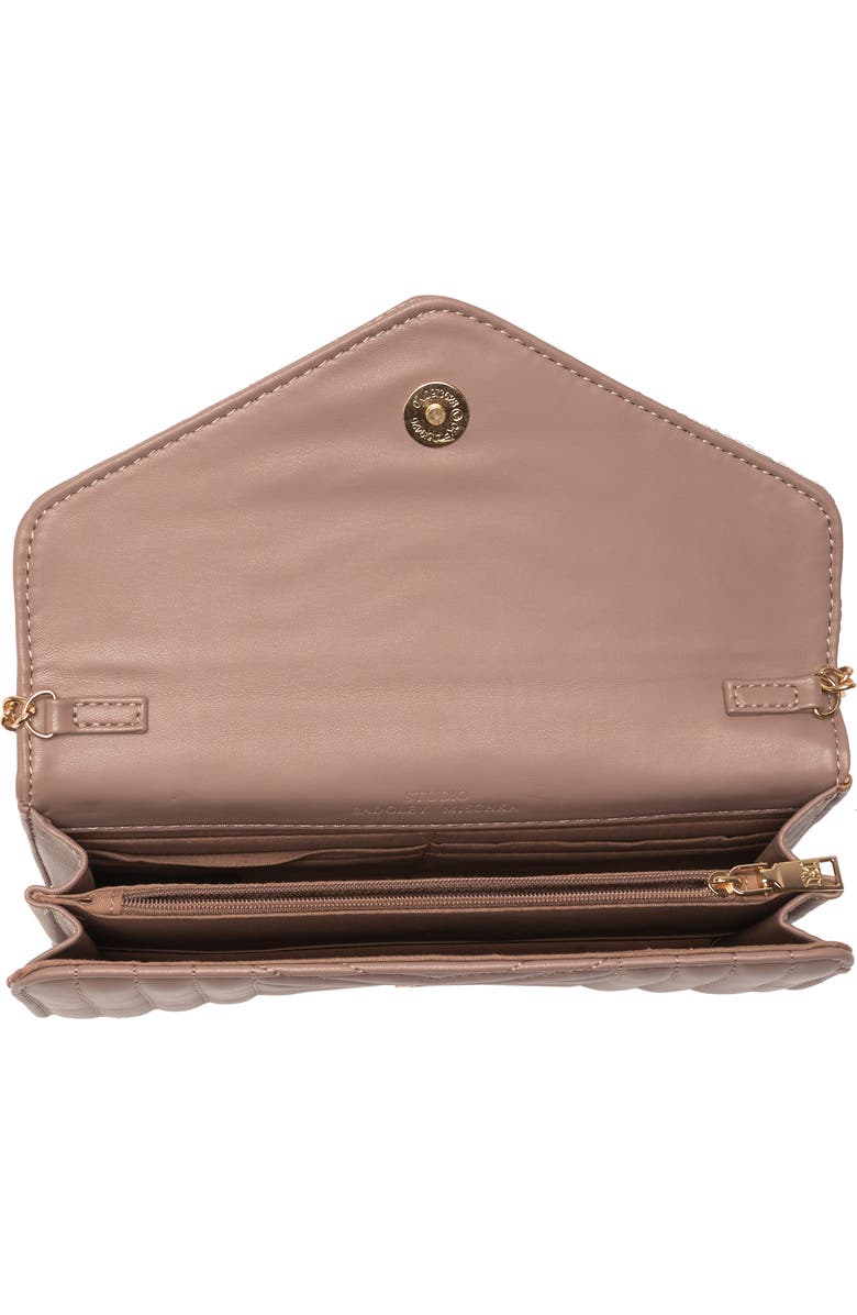 Badgley Mischka Collection Chevron Quilted Crossbody Bag, Alternate, color, Taupe