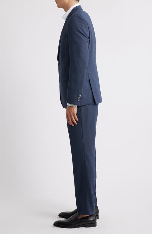 Hugo Boss Boss Huge Slim Fit Textured Suit In Dark Blue