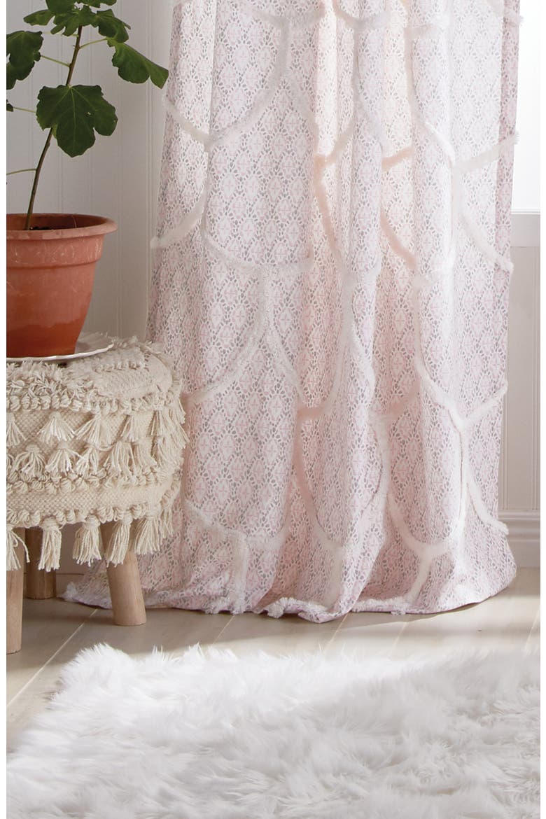 Chenille Scallop Single Curtain Panel, Alternate, color, BLUSH