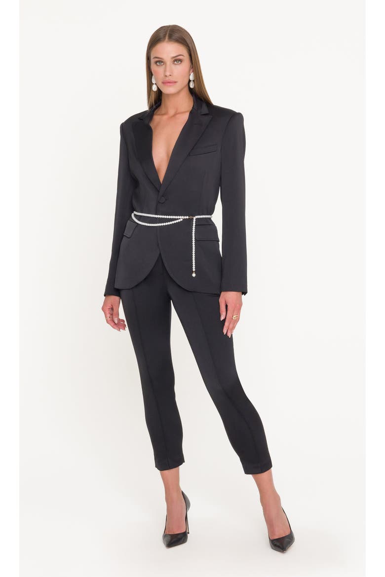 Martina Satin Belted Blazer, Alternate, color, Black