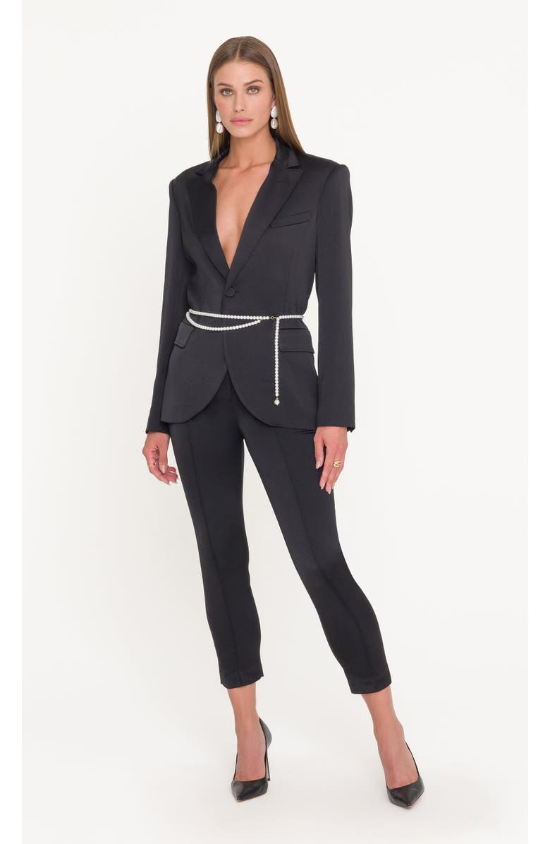 Generation Love Martina Satin Belted Blazer, Alternate, color, Black