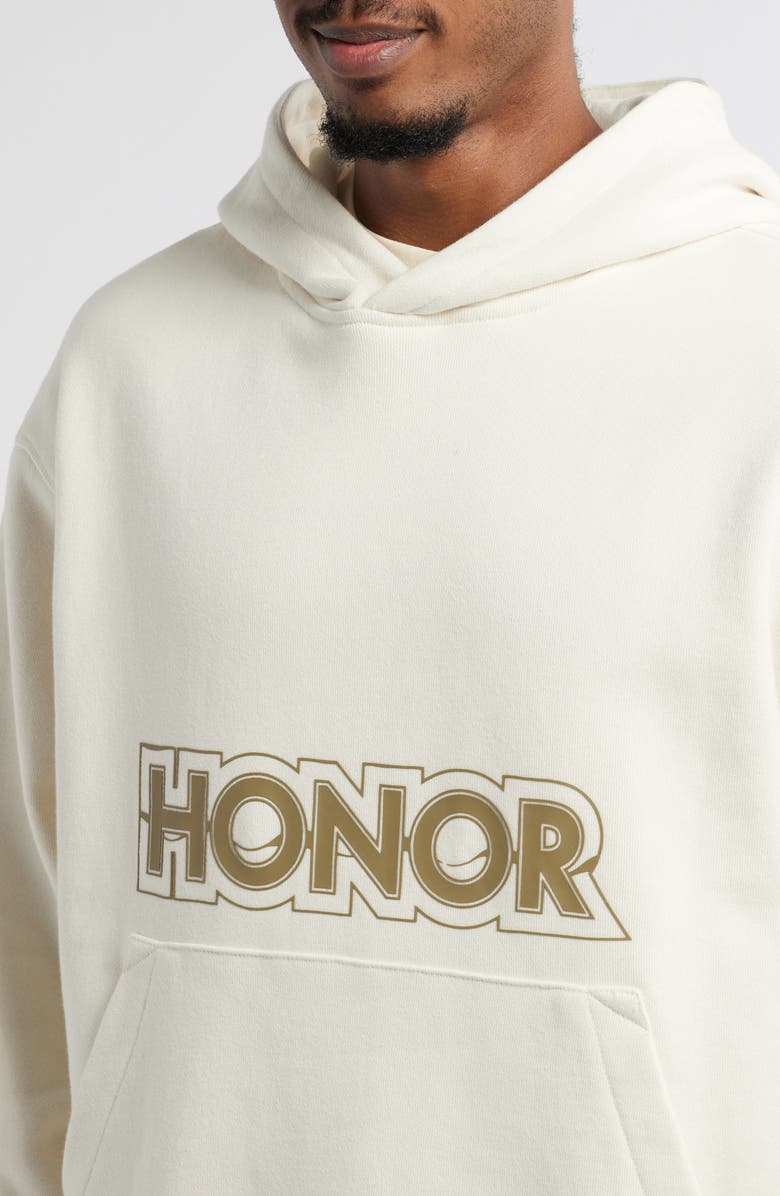 HONOR THE GIFT Crop Logo Graphic Hoodie, Alternate, color, Bone