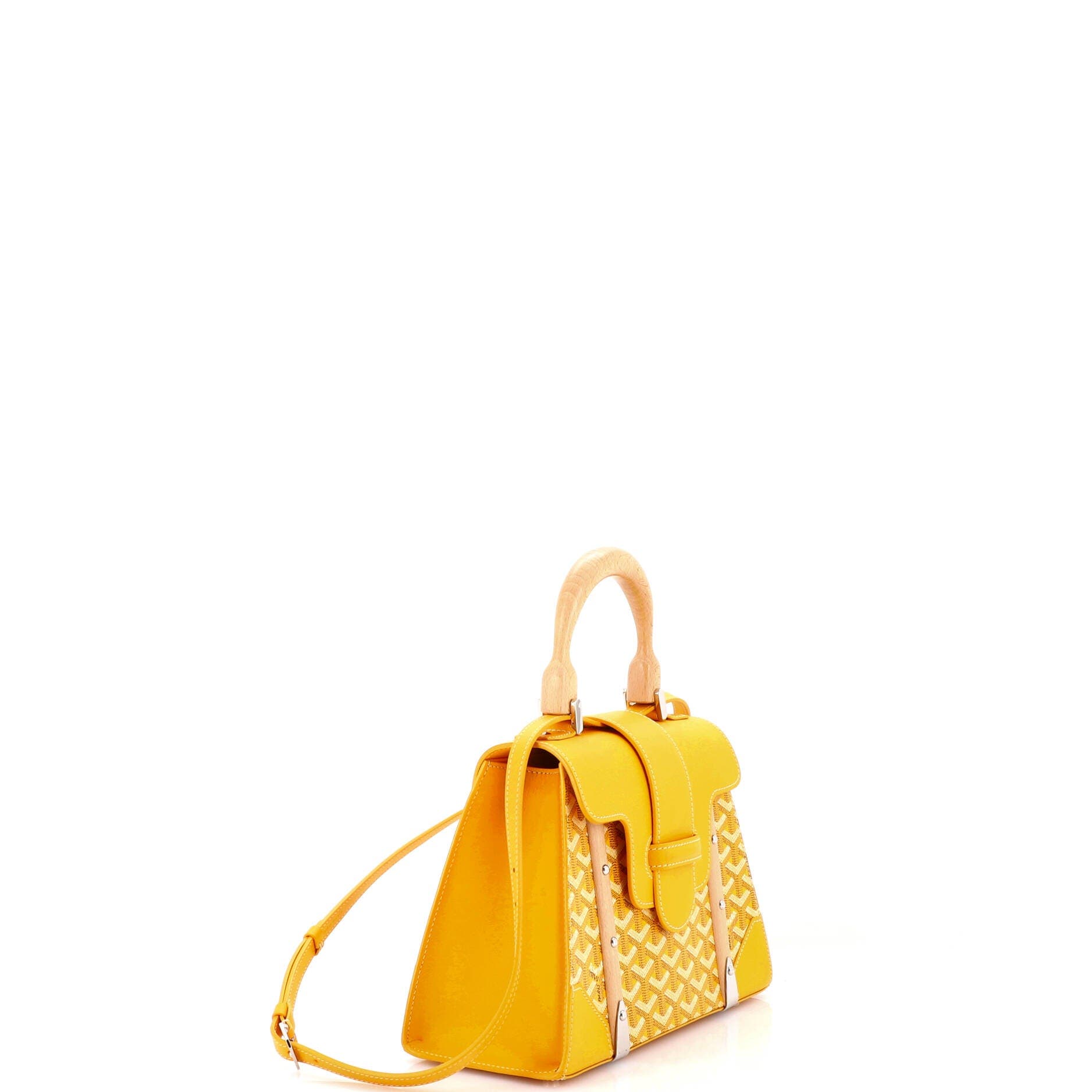 Pre-Owned Goyard Saigon Top Handle Bag Coated Canvas with Leather PM, Alternate, color, Yellow