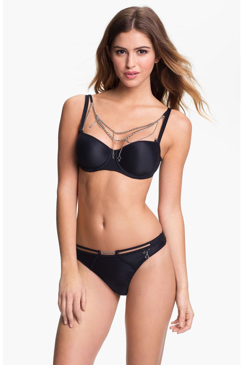 'Charms' Underwire Balconette Bra, Alternate, color, BLACK