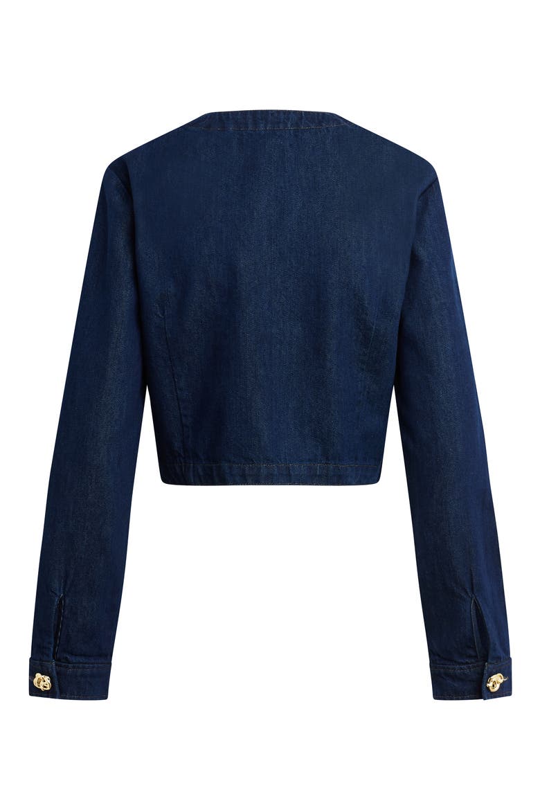 The Emily Collarless Crop Denim Jacket, Alternate, color, STOUT