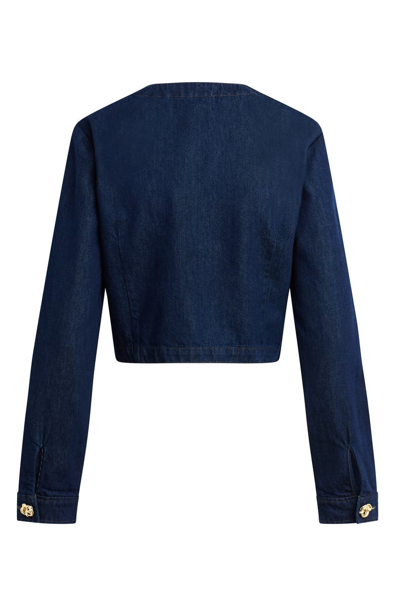Favorite Daughter The Emily Collarless Crop Denim Jacket, Alternate, color, Stout