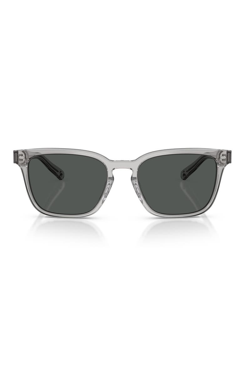 57mm Rectangular Sunglasses, Main, color, GREY TRANSPARENT / DARK GREY