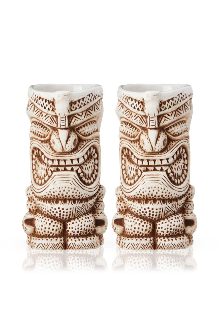 Pacific High Tide Tiki Mugs Set of 2, Alternate, color, White
