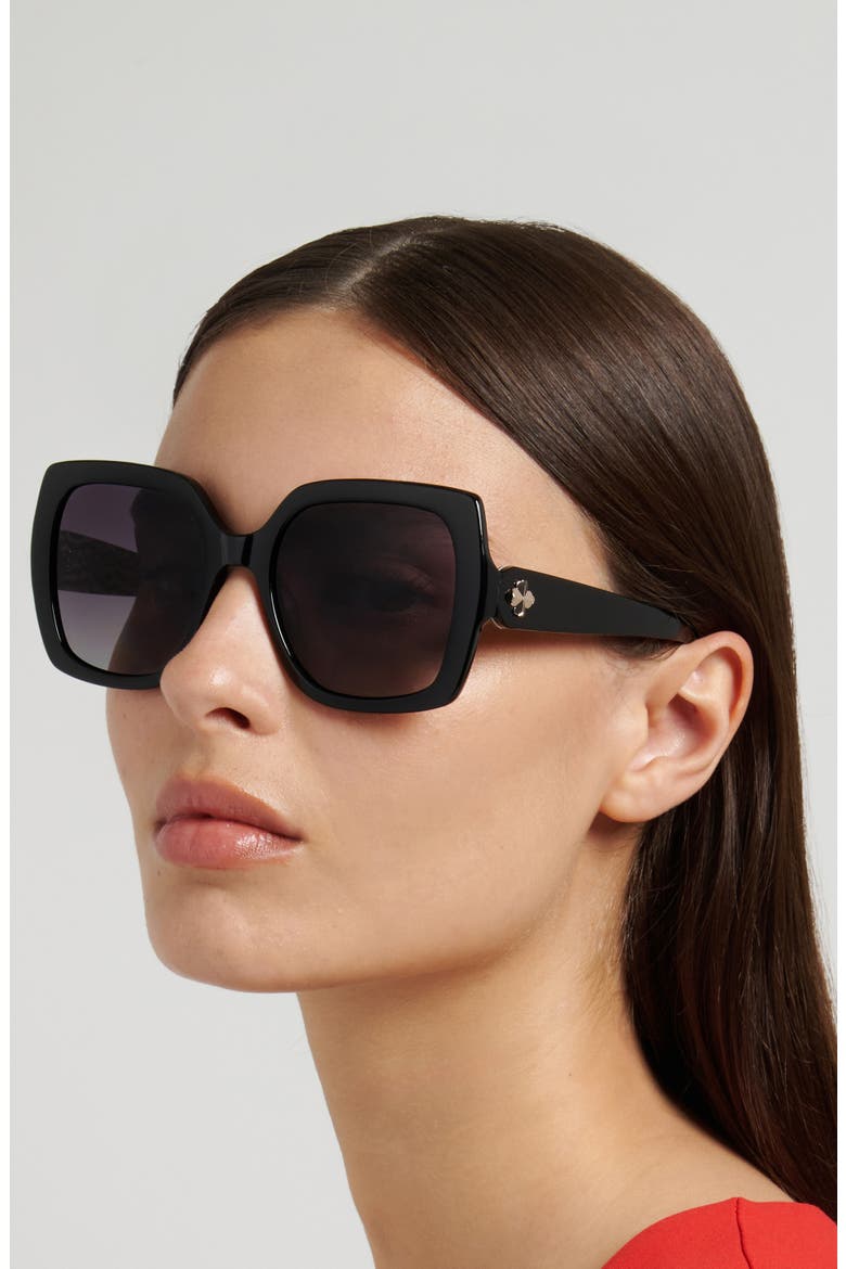 amaya 55mm polarized square sunglasses, Alternate, color, BLACK PATTERN BLACK/ GREY