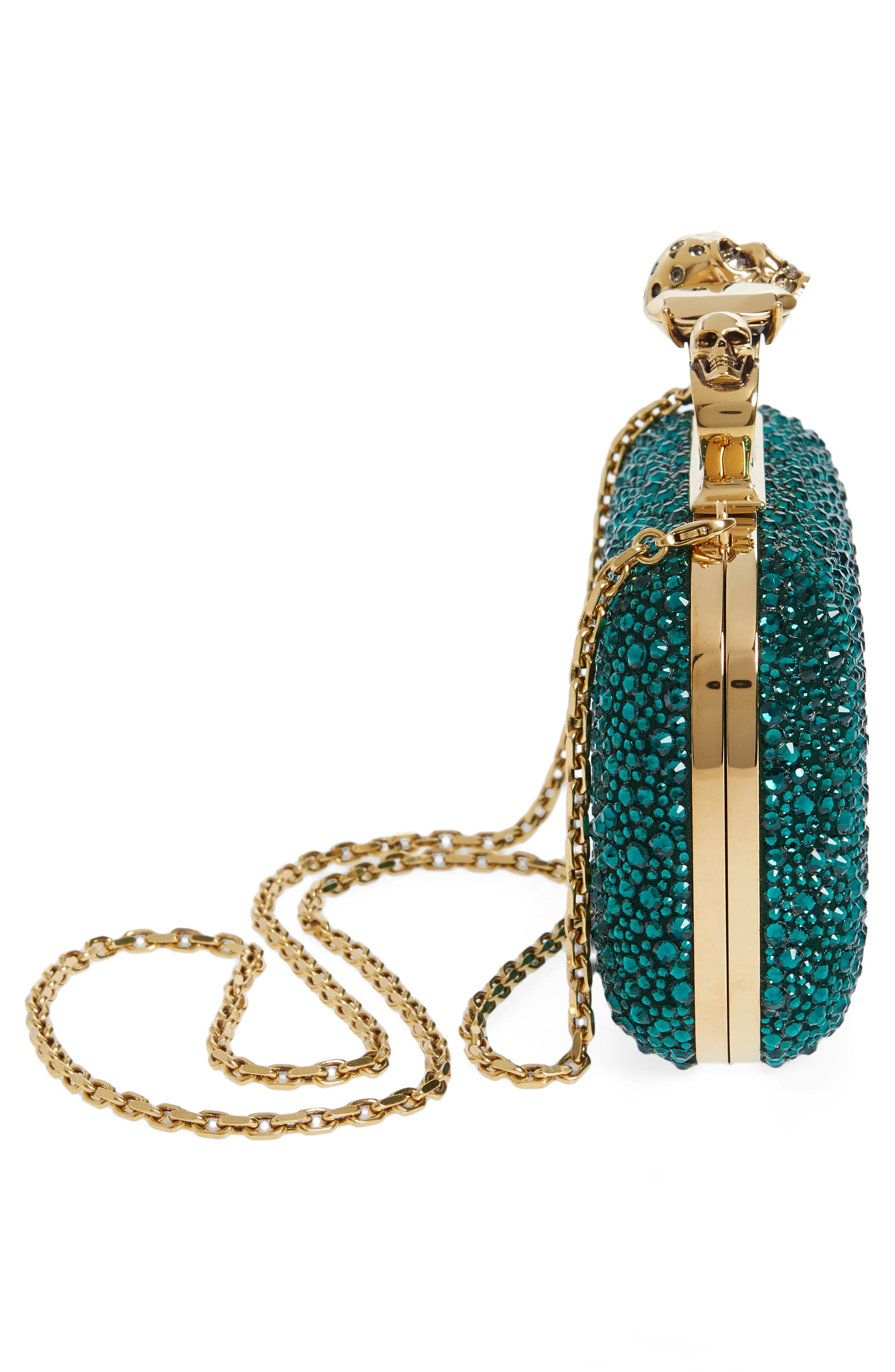 McQueen Crystal Embellished Jeweled Clutch, Alternate, color, 