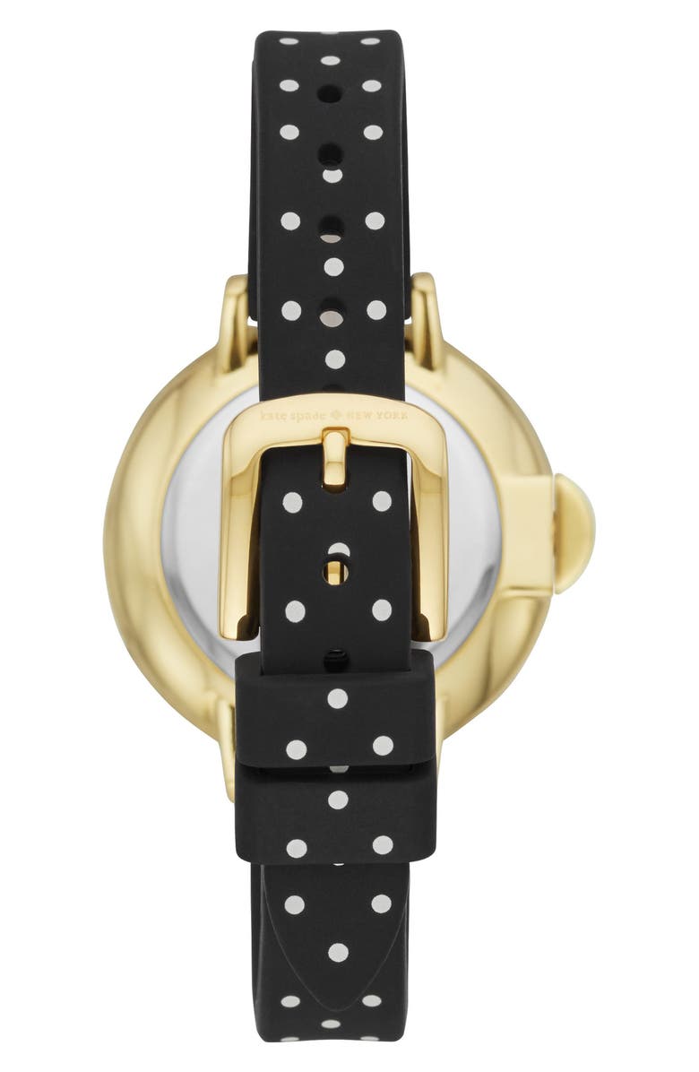 Kate Spade New York park row silicone strap watch, 34mm, Alternate, color, Black/ Gold