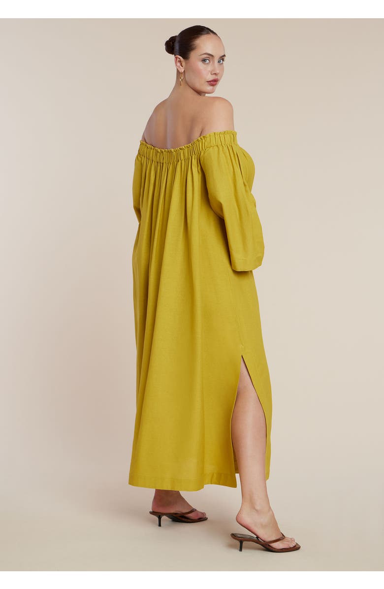 ELOQUII Off The Shoulder Easy Maxi Dress, Alternate, color, Chartreuse
