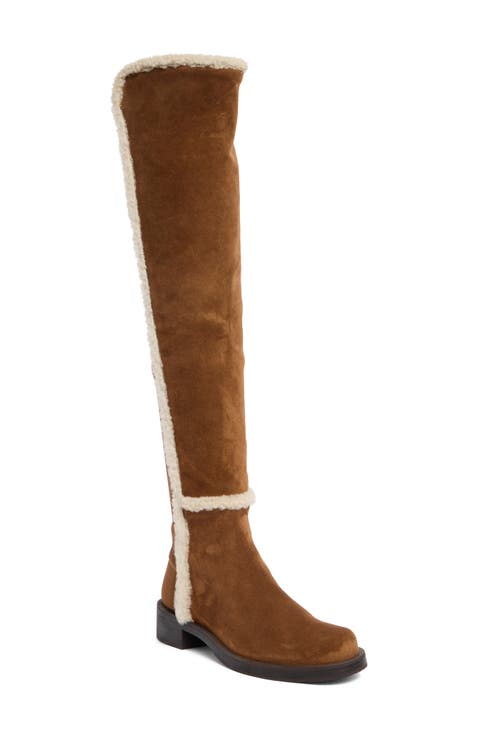 Bold Genuine Shearling Over the Knee Boot (Women)