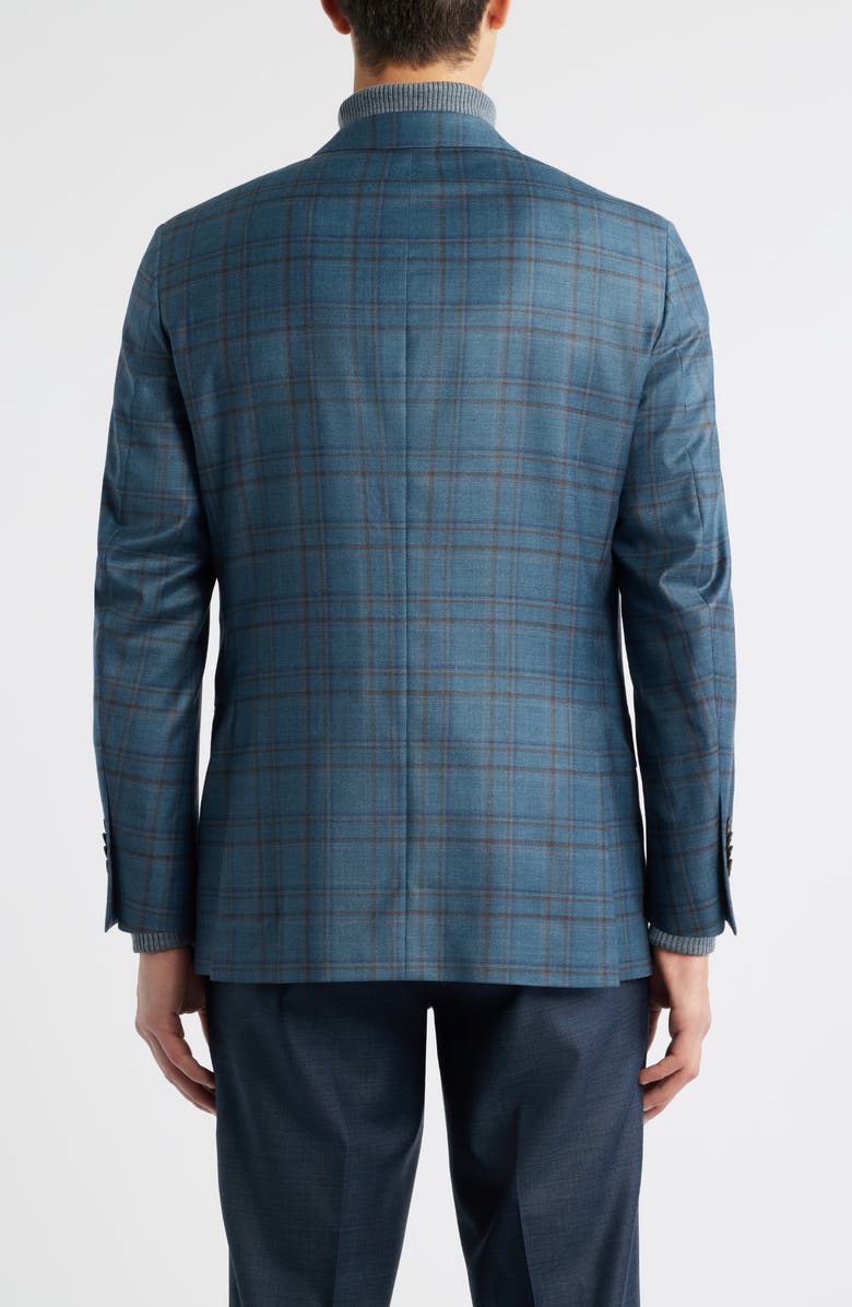 Peter Millar Hartford Classic Fit Teal Plaid Wool Sport Coat, Alternate, color, Green