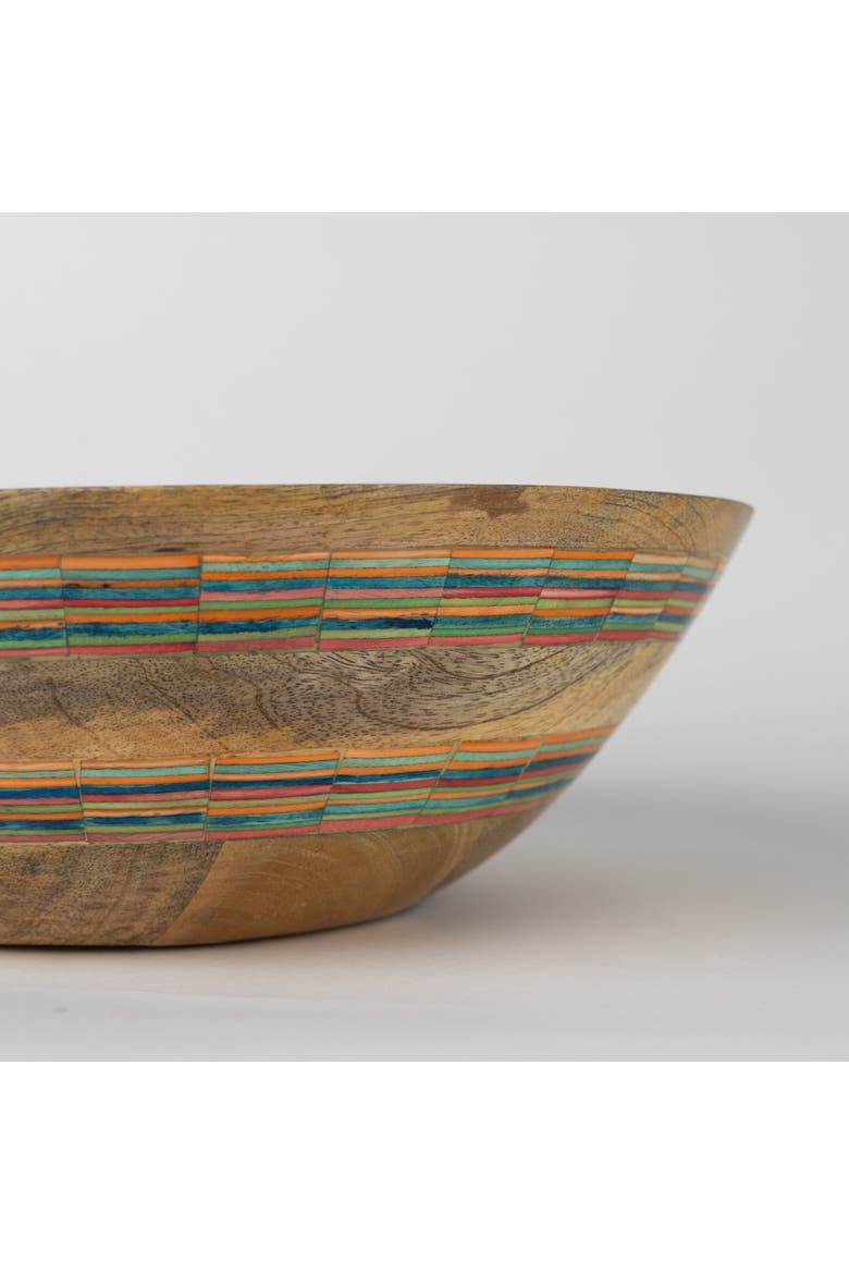Striped Mango Wood Salad Bowl, Alternate, color, Natural