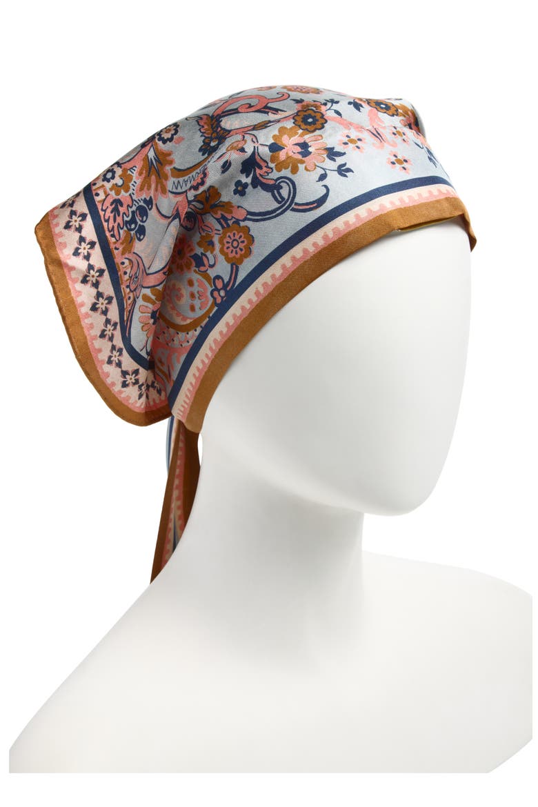 Paisley Silk Headscarf, Main, color, BLUE PAISLEY FLORAL