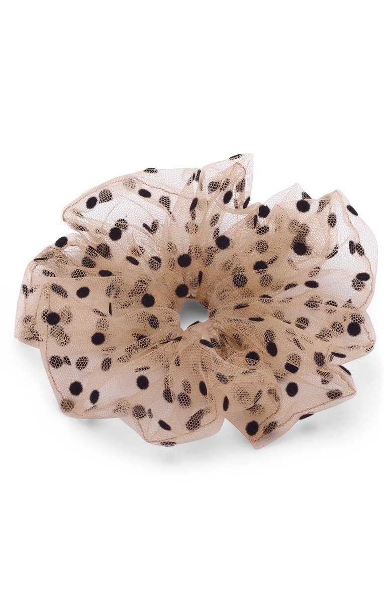 LELET NY Juliette Polka Dot Tulle Scrunchie, Main, color, Ivory Polka Dot