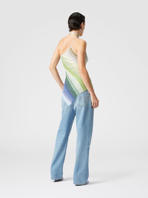 Missoni Top Tricot Asymétrique À Rayures Multicolores In Multicoloured