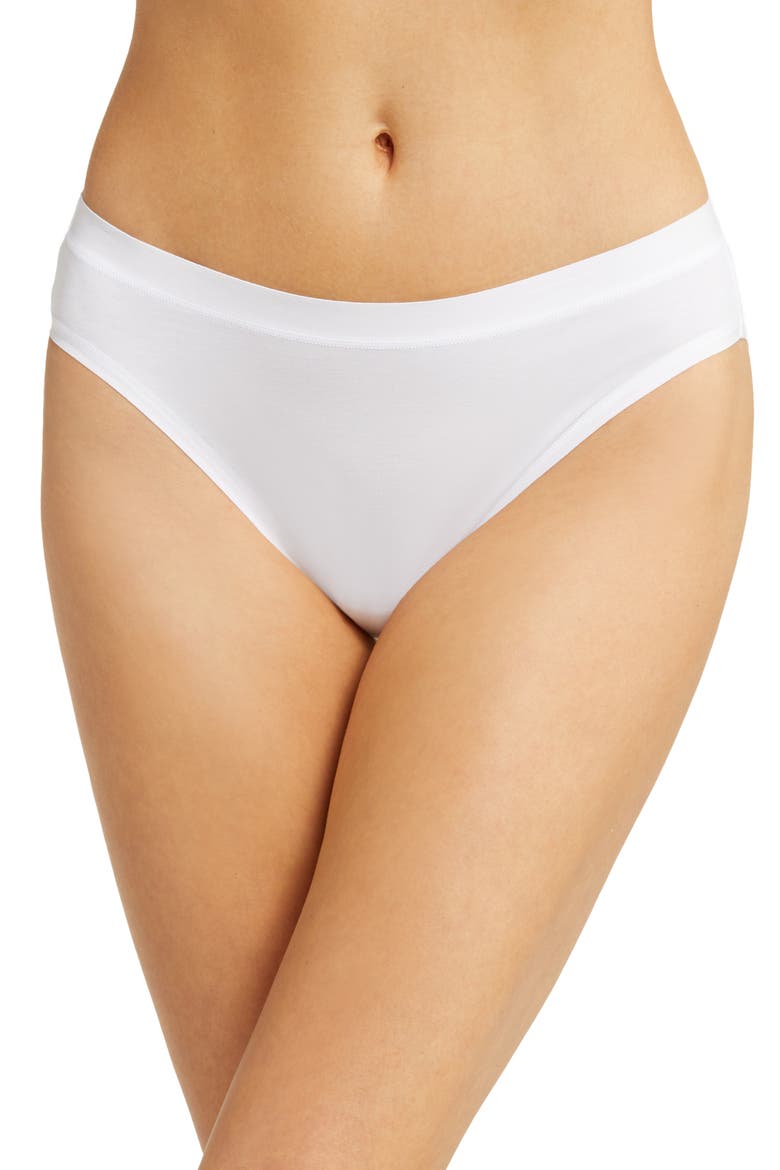 Understated Cotton Blend Bikini, Main, color, WHITE