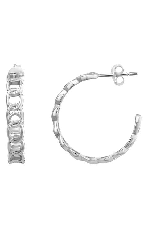 Sterling Silver Chain Hoop Earrings