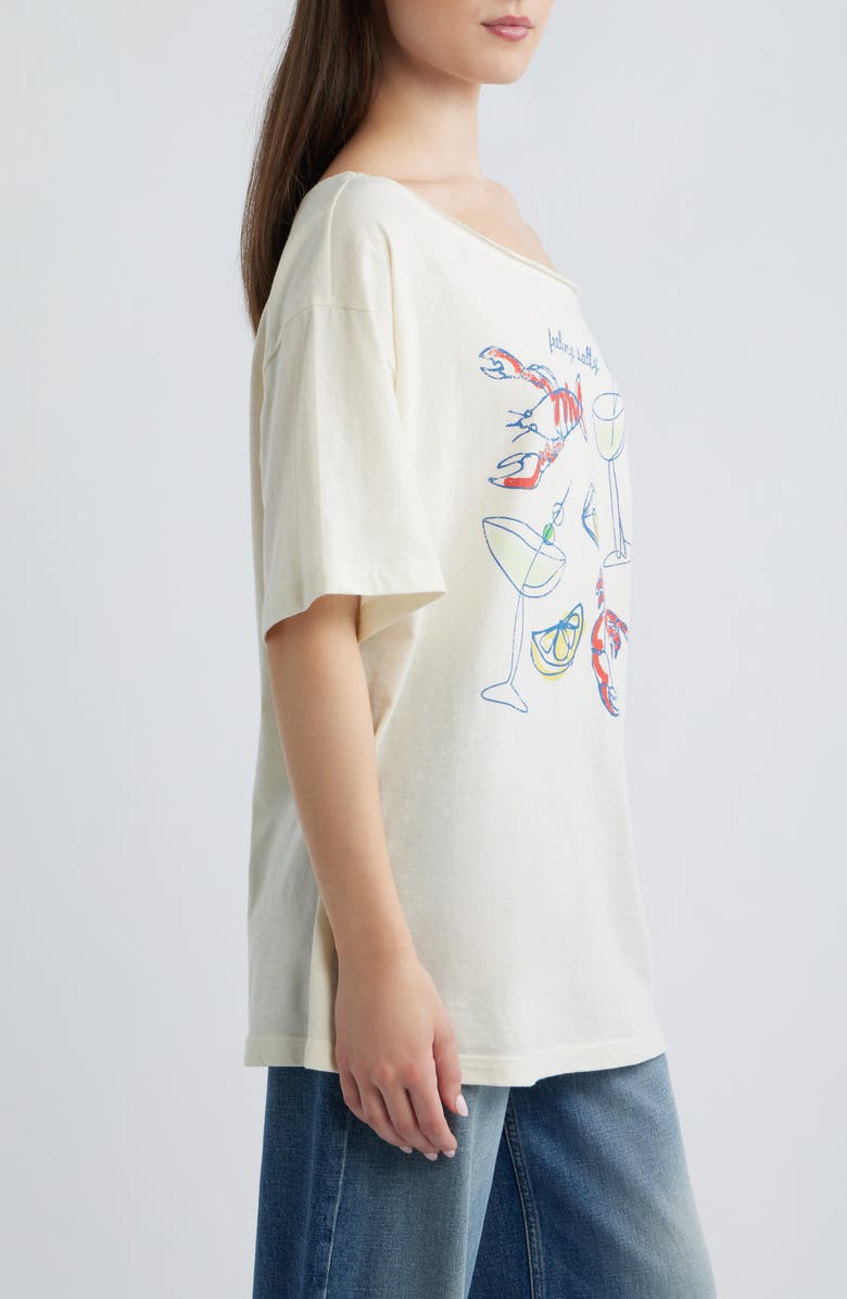 GOLDEN HOUR Stay Salty Graphic Off the Shoulder T-Shirt, Alternate, color, Marshmallow