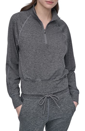 Dkny Space Dye Half Zip Sweatshirt In Gray