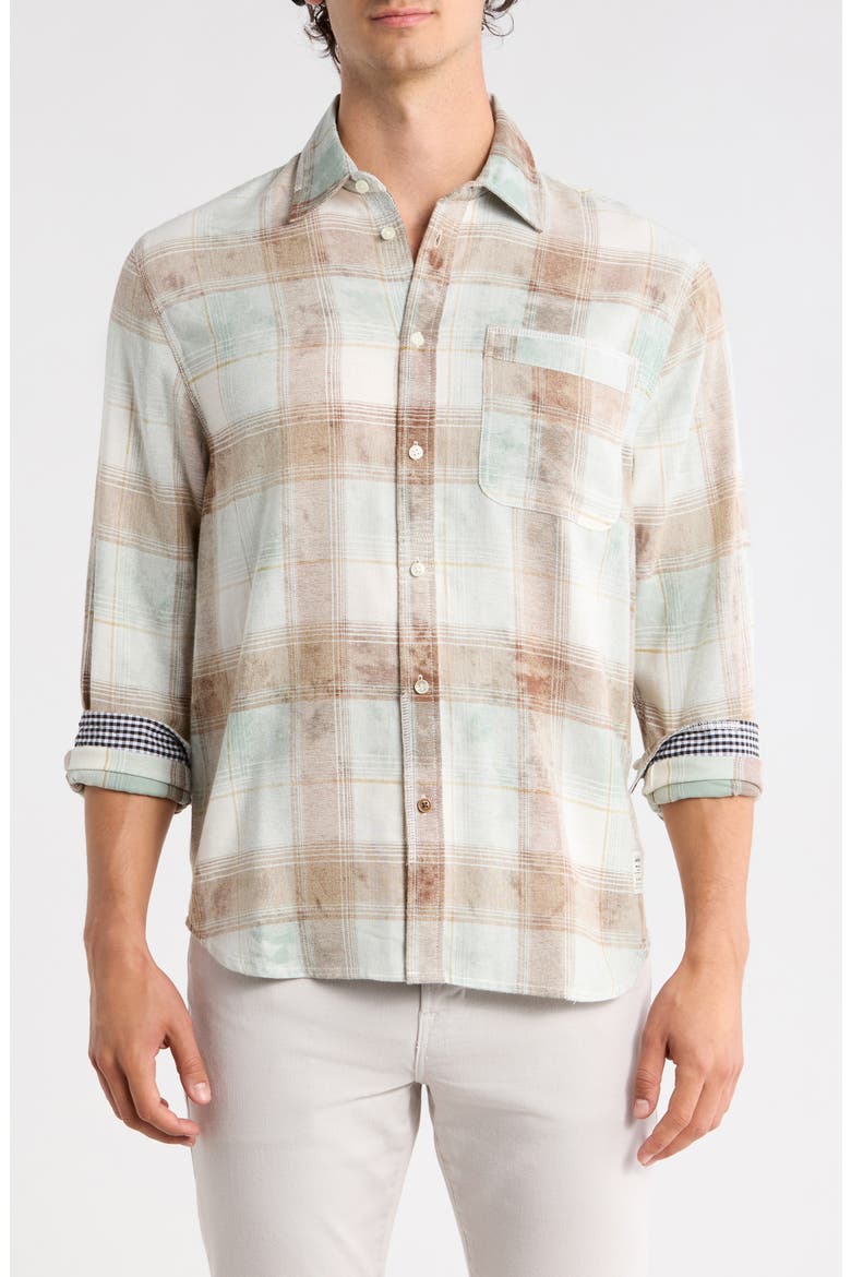 Relaxed Fit Washed Check Button-Up Shirt, Main, color, TAHITIAN TEAL CHECK