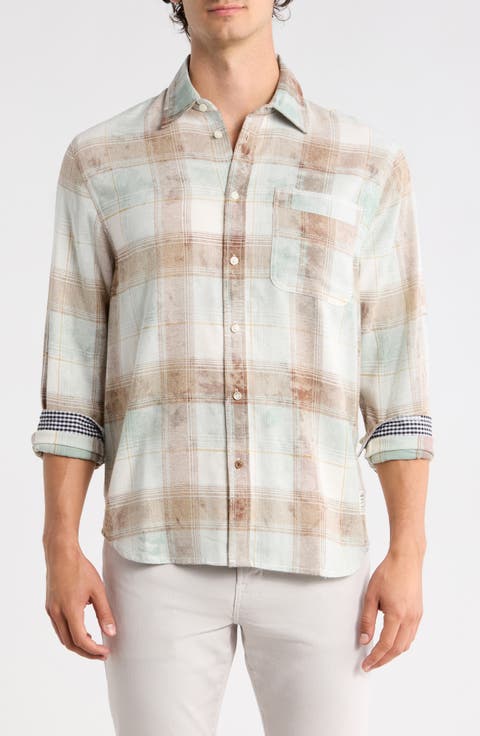 Relaxed Fit Washed Check Button-Up Shirt