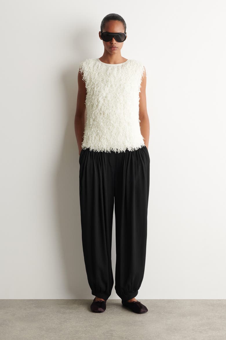 Fringed Knitted Top, Alternate, color, WHITE