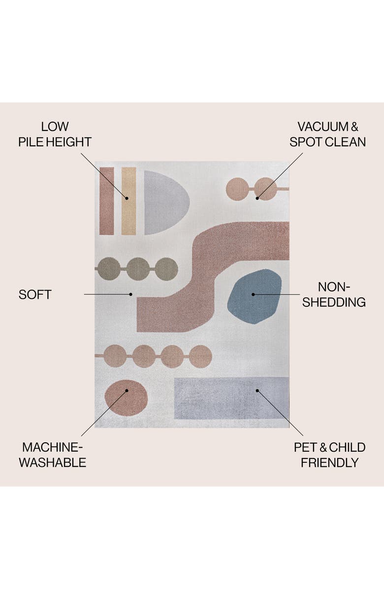 JONATHAN Y Riley Abstract Coastal Contemporary Machine-Washable Area Rug, Alternate, color, Cream/Multi