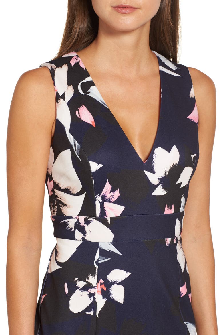 Stretch Fit & Flare Dress, Alternate, color, BLUE MULTI